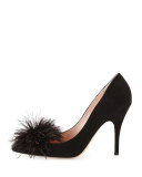 lilo pouf point-toe suede pump, black