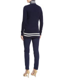 Striped Tube Top with Choker, Maritime/White