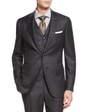 Micro-Check Three-Piece Suit, Dark Gray