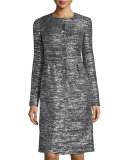 Painted Metallic Knit Topper, Caviar/Silver Shimmer Multi