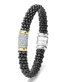Black Caviar Medium Diamond Station Bracelet, 9mm 