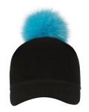 Sass Single-Pom Wool Felt Baseball Cap, Blue/Black