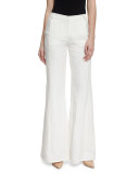 Donna Linen Flare Pants, White