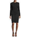 Stretch-Wool Carwash Pencil Skirt, Black