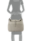 Intrecciato Cervo Flap-Top Hobo Bag, Gray