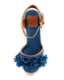 Shaw Fringe Espadrille Wedge Pump, Denim Blue/Royal Tan