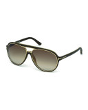 Sergio Injected Aviator Sunglasses, Matte Dark Brown