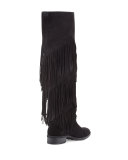 Pendra Fringe Knee Boot, Black