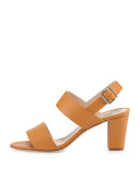 Khan Leather Double-Band Sandal, Tan