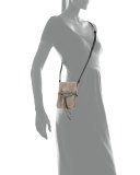 Monili-Trim Shearling Crossbody Bag, Tan