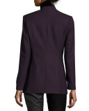 Bonnie One-Button Stretch-Wool Blazer, Aubergine