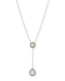 925 Lollipop Pear-Shaped Y-Drop Necklace in Mother-of-Pearl Doublet with Diamonds