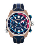 47mm ProDiver Chronograph Watch with Rubber Strap, Navy/Rose Gold