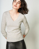 Long-Sleeve V-Neck Cashmere Top