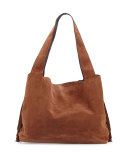 Duplex Suede Satchel Bag, Saddle