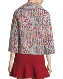 Blush Geometric-Pattern 3/4-Sleeve Jacket