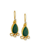 Elements Teardrop Emerald & Diamond Drop Earrings