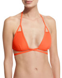Serra Solid Keyhole Wrap Swim Top