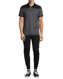 Mercerized Cotton English-Stripe Short-Sleeve Polo Shirt