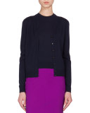 Button-Front Cashmere Cardigan, Navy