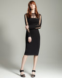 Long-Sleeve Embroidered Jersey Cocktail Dress