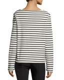 Moris Striped Cotton Top, White/Blue