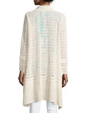 Long Crochet Open Jacket, Natural  