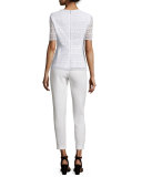 Diondora Half-Sleeve Lace Blouse, Optic White