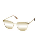 Pharaoh Square Mirrored Sunglasses, Gold