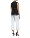 Scalloped Lace V-Neck Tank, Black