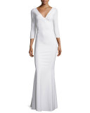 Custom Collection: Saturnnia 3/4-Sleeve Twist-Front Long Gown