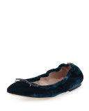 Gelsey Velvet Ballerina Flat, Petrolio