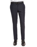 Wool-Mohair Slim-Fit Trousers, Indigo
