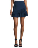 Pleated Mini Flounce Skort, Navy