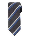 Woven Herringbone Grenadine Striped Silk Tie