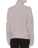 Extended-Sleeve Turtleneck Sweater, Gray