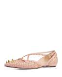 Unia Spiked Leather Flat, Perfect Pink