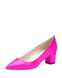 Katrina Satin Pointed-Toe Pump, Fuchsia