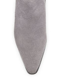 Loro Suede Kitten-Heel Bootie, Asphalt/Taupe