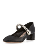 Crystal-Embellished Mary Jane Pump, Nero