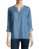 Mayleen Denim Pullover Shirt, Indigo