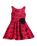 Roses are Red Sleeveless Brocade Dress, Red, Size 7-16