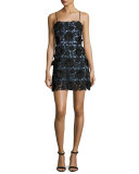 Sleeveless 3D Floral-Lace Minidress