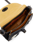 17 Varsity-Patch Leather Saddle Bag, Black