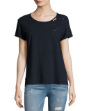 Jewel Distressed Tee, Marine