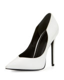 Abi Pointed-Toe Leather Pump, White