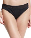 Mesh Solids Hipster Swim Bottom, Black