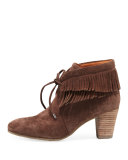 Bettie Suede Fringe Bootie, Dark Brown