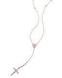 Femme Fatale Diamond Cross Lariat Necklace in 14K Rose Gold
