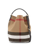 Ashby Check Medium Bucket Bag, Black